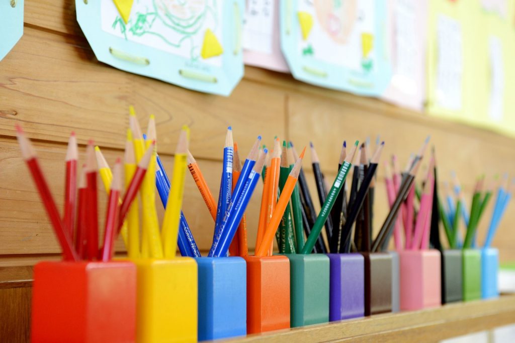 Pencils in classroom
